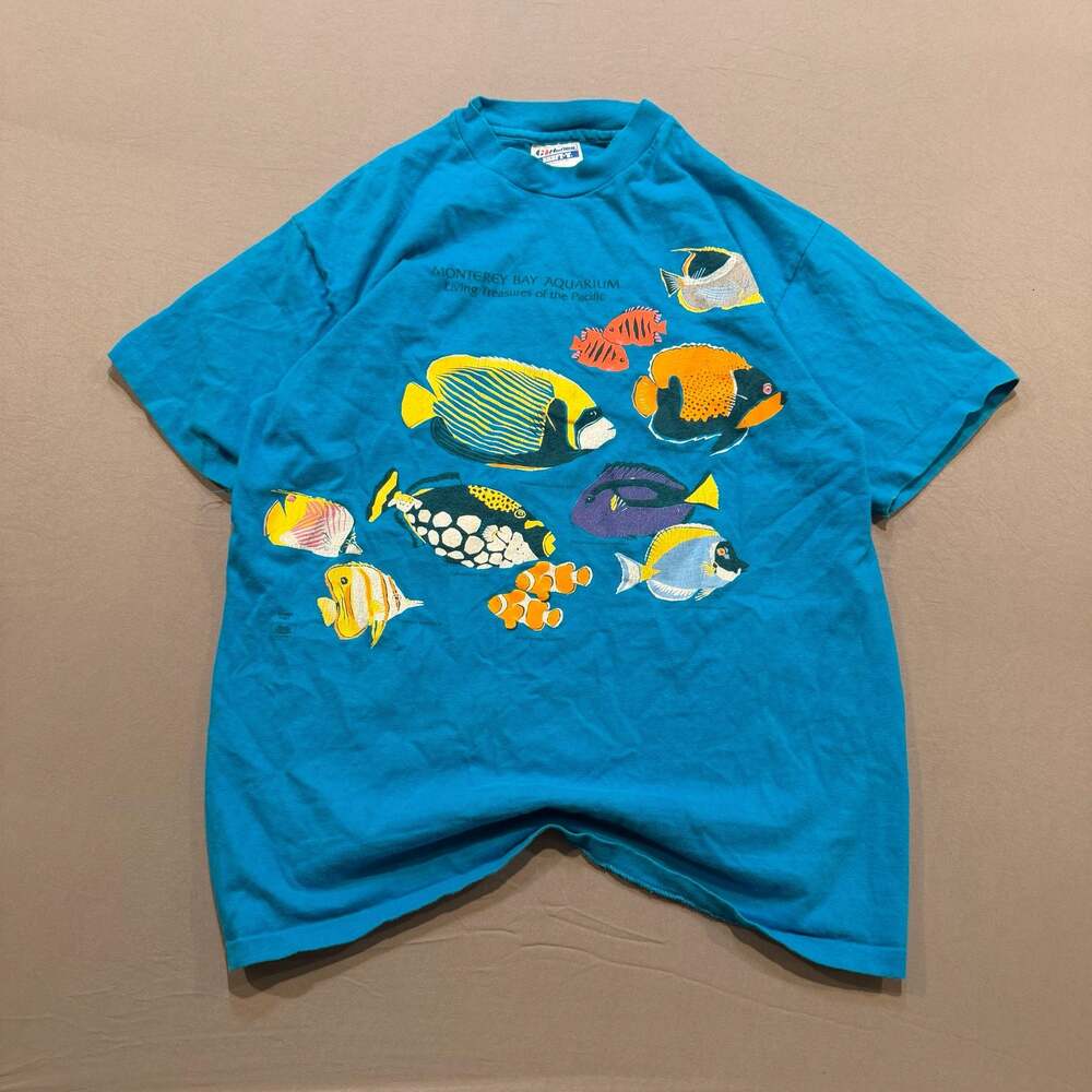 Vintage Monterey Bay Aquarium Living Treasures of the Pacific T-Shirt Blue L